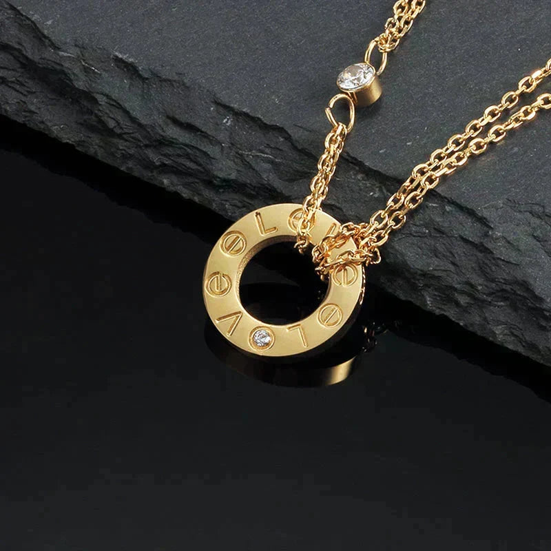[⭐moonlume]LOVE NECKLACE 16MM 2 DIAMONDS