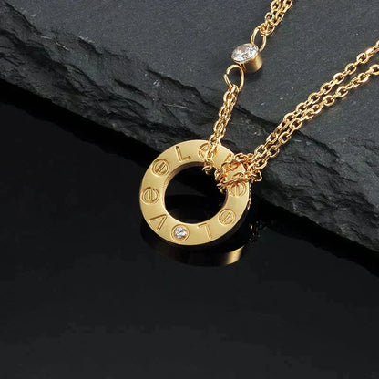 [⭐moonlume]LOVE NECKLACE 16MM 2 DIAMONDS