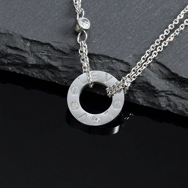 [⭐moonlume]LOVE NECKLACE 16MM 2 DIAMONDS