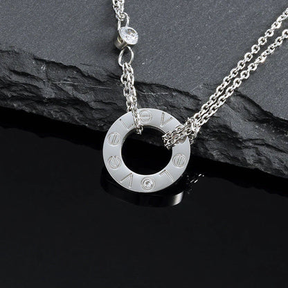 [⭐moonlume]LOVE NECKLACE 16MM 2 DIAMONDS