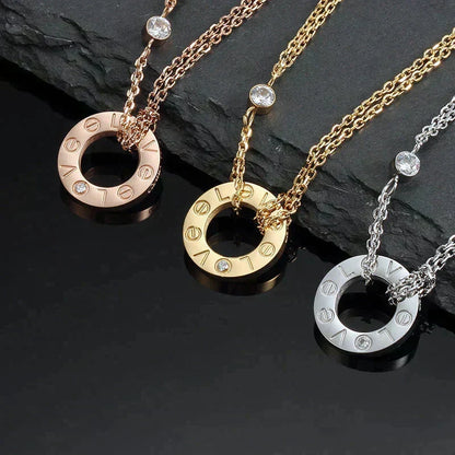 [⭐moonlume]LOVE NECKLACE 16MM 2 DIAMONDS