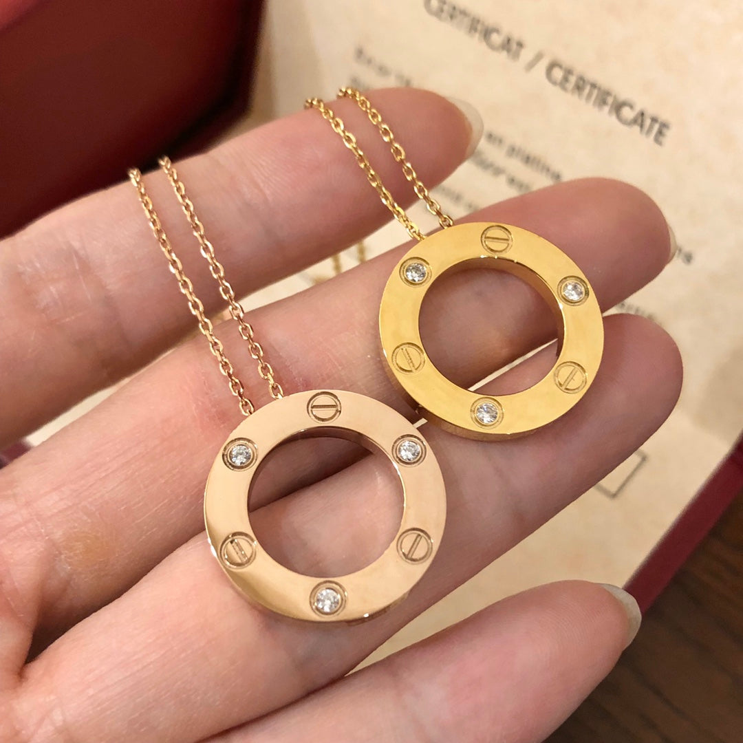 [⭐moonlume]LOVE NECKLACE 16MM 3 DIAMONDS