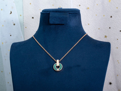 [⭐moonlume]GARI NECKLACE PINK GOLD MALACHITE