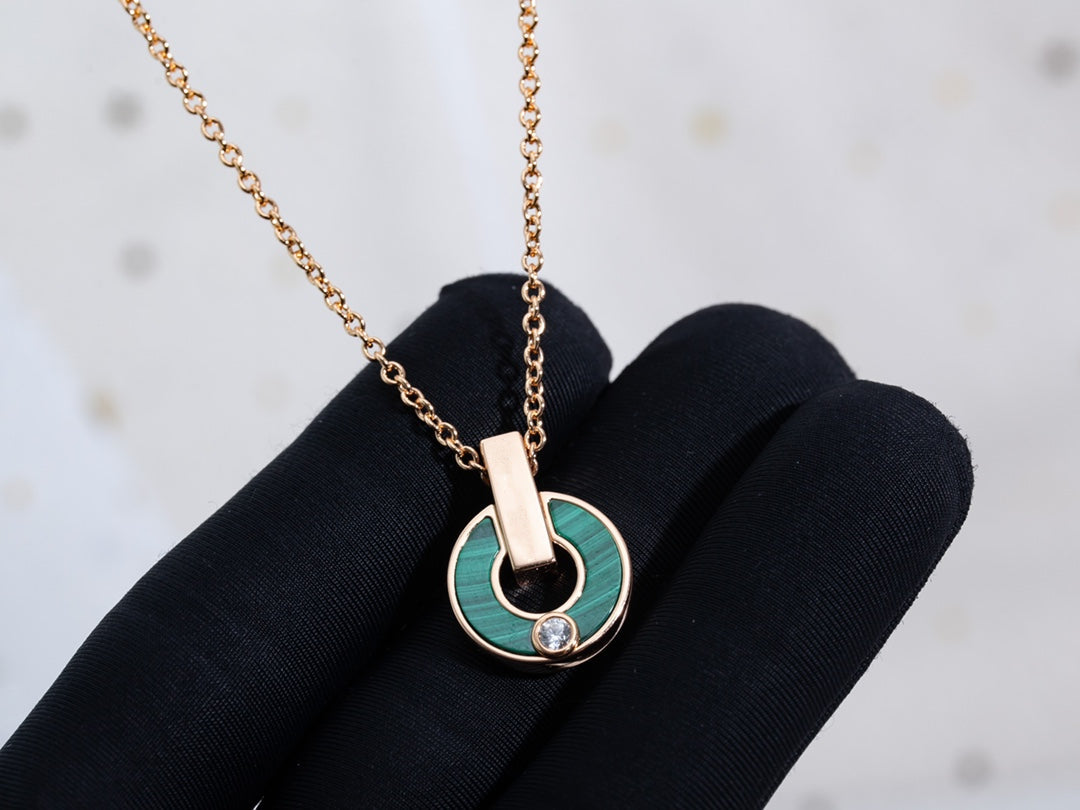 [⭐moonlume]GARI NECKLACE PINK GOLD MALACHITE