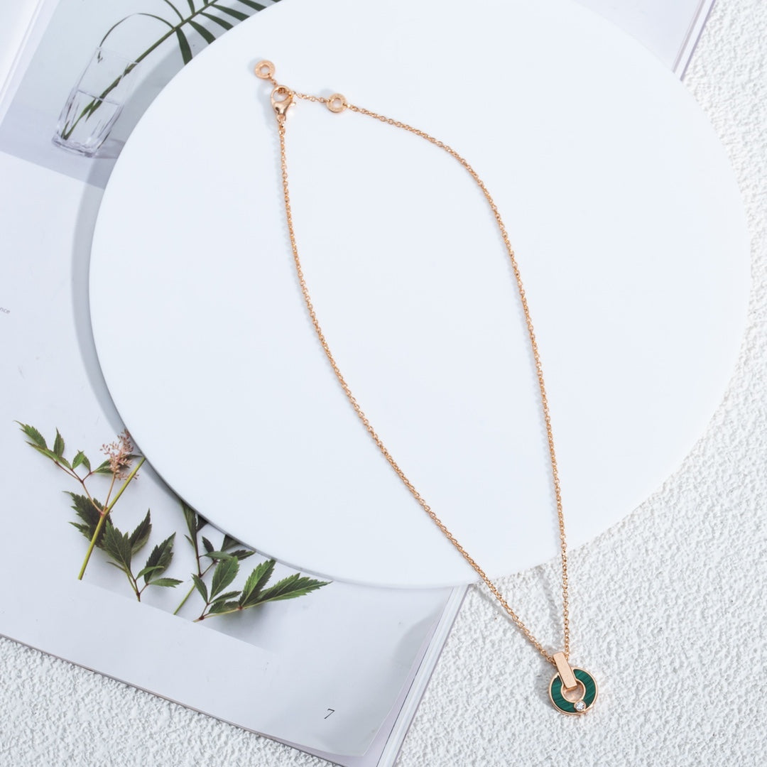 [⭐moonlume]GARI NECKLACE PINK GOLD MALACHITE
