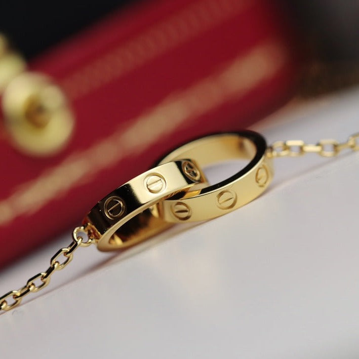 [⭐moonlume]LOVE NECKLACE DOUBLE RING GOLD