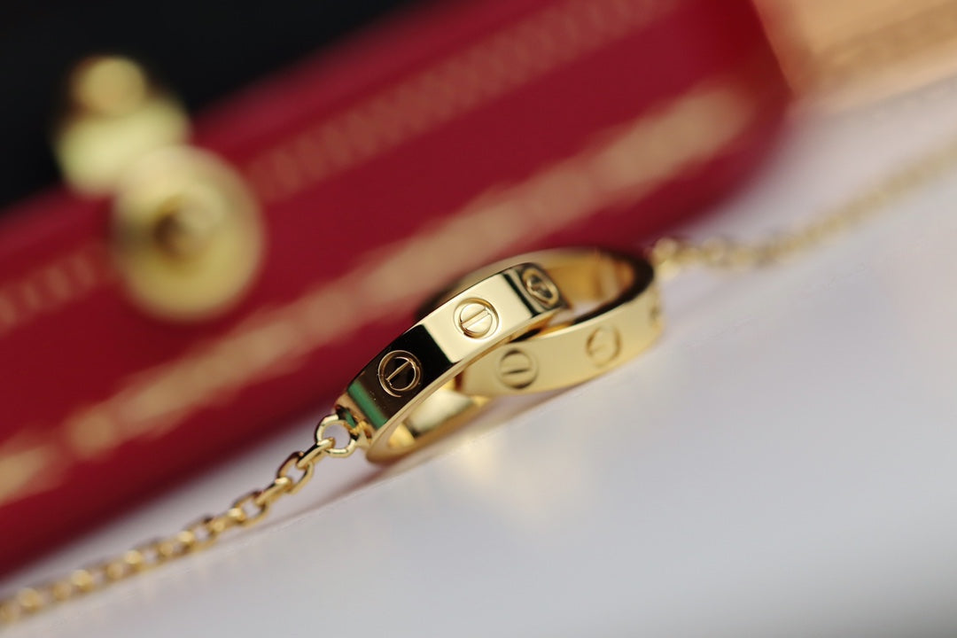[⭐moonlume]LOVE NECKLACE DOUBLE RING GOLD
