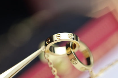 [⭐moonlume]LOVE NECKLACE DOUBLE RING GOLD