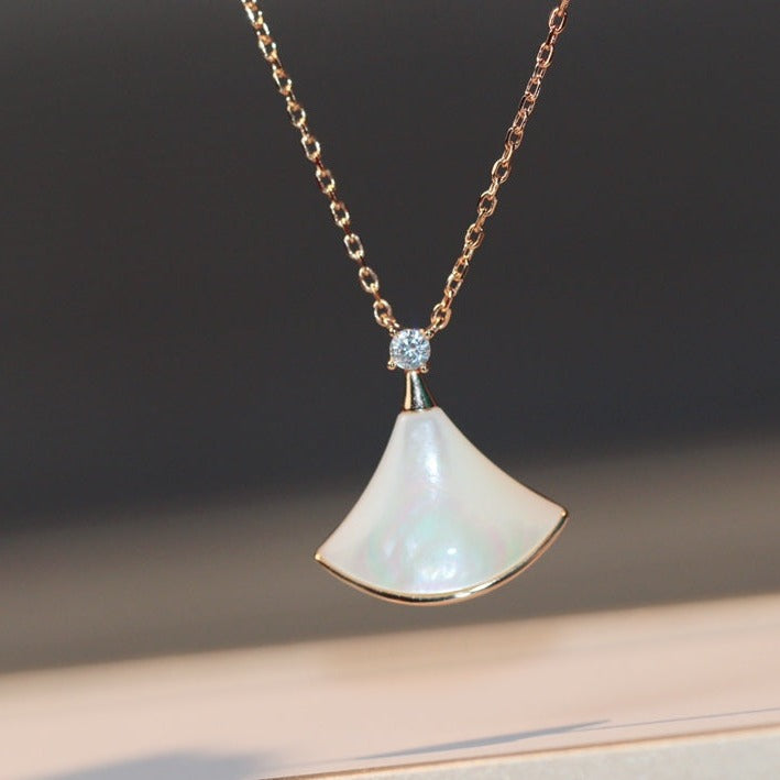 [⭐moonlume]DREAM NECKLACE WHITE MOP PINK GOLD 1 DIAMOND