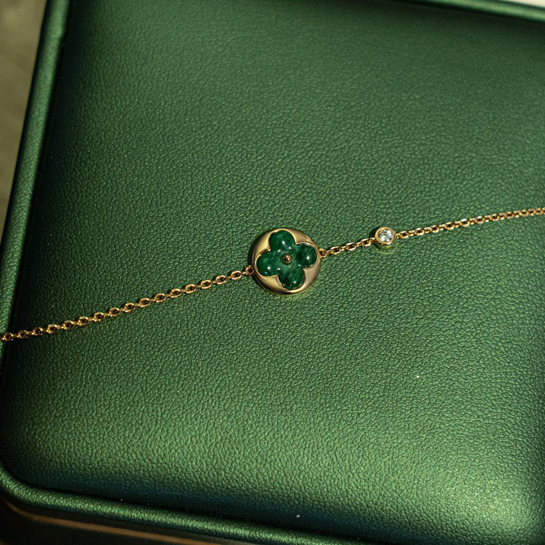 [⭐moonlume]SUN MALACHITE 1 DIAMOND PINK GOLD BRACELET