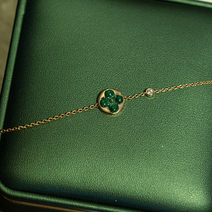 [⭐moonlume]SUN MALACHITE 1 DIAMOND PINK GOLD BRACELET