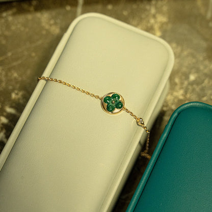 [⭐moonlume]SUN MALACHITE 1 DIAMOND PINK GOLD BRACELET
