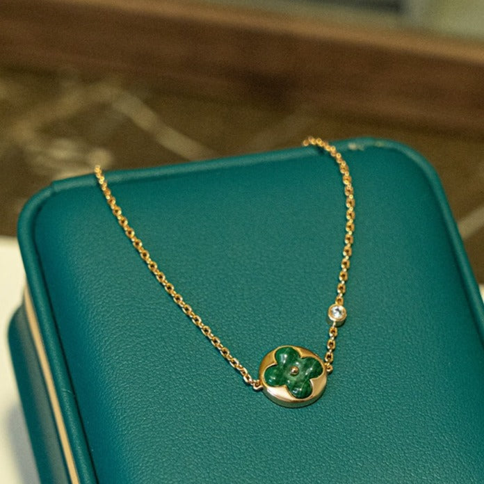 [⭐moonlume]SUN MALACHITE 1 DIAMOND PINK GOLD BRACELET