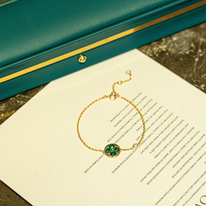 [⭐moonlume]SUN MALACHITE 1 DIAMOND PINK GOLD BRACELET
