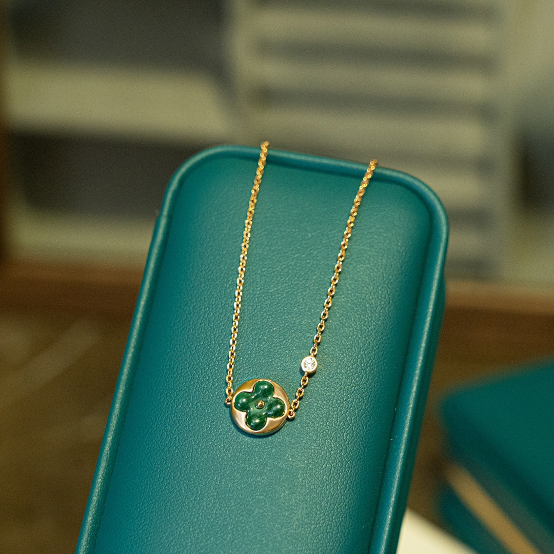 [⭐moonlume]SUN MALACHITE 1 DIAMOND PINK GOLD BRACELET