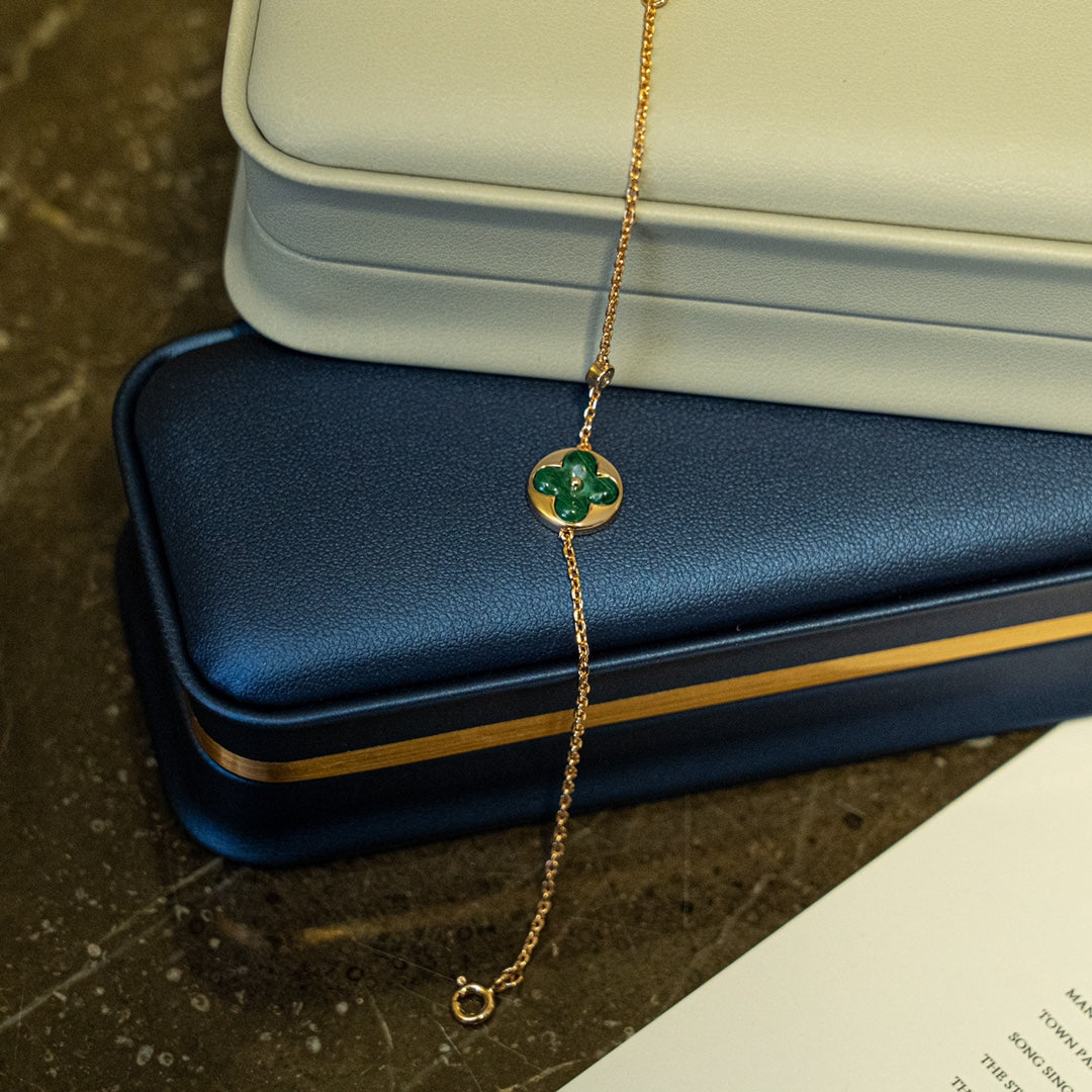 [⭐moonlume]SUN MALACHITE 1 DIAMOND PINK GOLD BRACELET