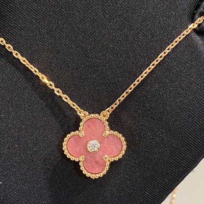 [⭐moonlume]CLOVER 15MM DIAMOND RHODONITE NECKLACE
