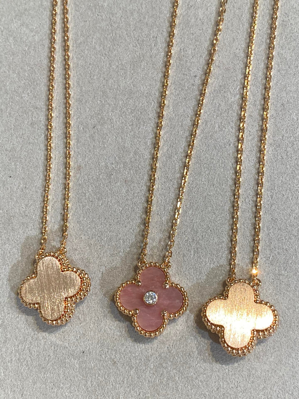 [⭐moonlume]CLOVER 15MM DIAMOND RHODONITE NECKLACE