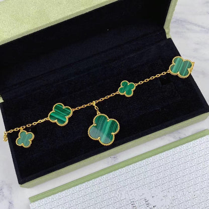 [⭐moonlume]MAGIC CLOVER MALACHITE GOLD BRACELET 5 MOTIFS