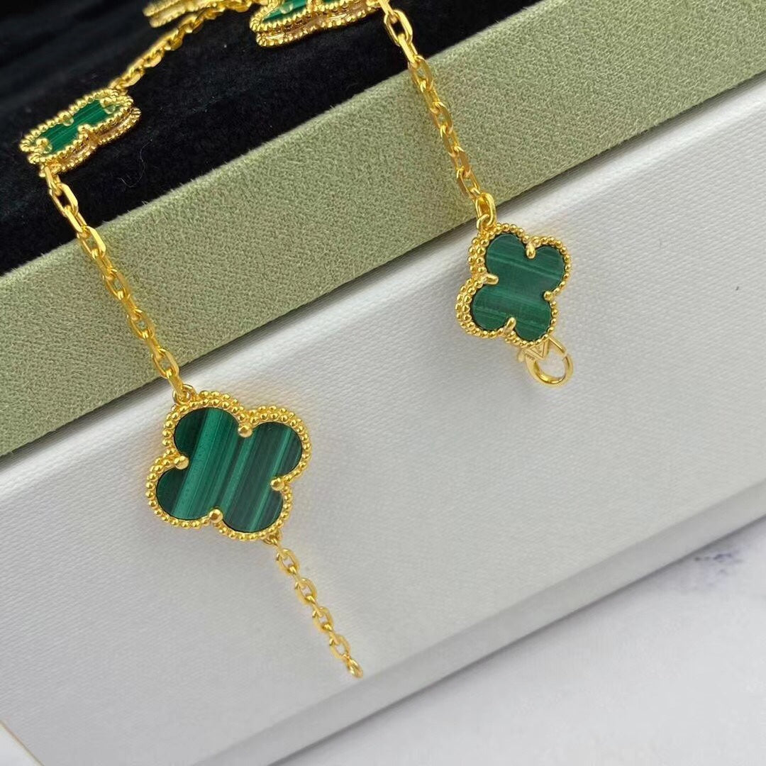 [⭐moonlume]MAGIC CLOVER MALACHITE GOLD BRACELET 5 MOTIFS