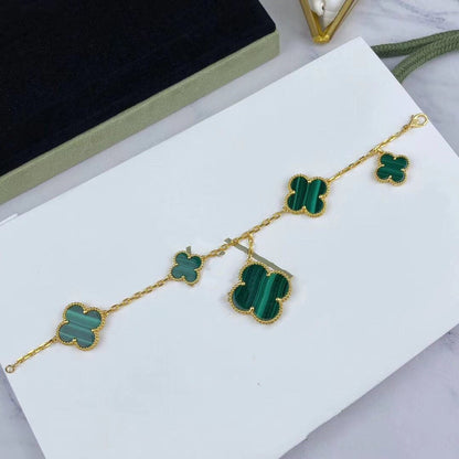 [⭐moonlume]MAGIC CLOVER MALACHITE GOLD BRACELET 5 MOTIFS