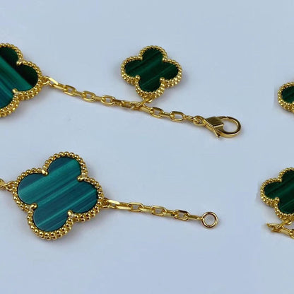 [⭐moonlume]MAGIC CLOVER MALACHITE GOLD BRACELET 5 MOTIFS