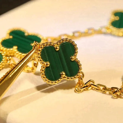 [⭐moonlume] CLOVER 5 MOTIF MALACHITE BRACELET COLLECTION