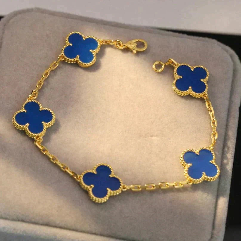 [⭐moonlume] CLOVER 5 MOTIF BLUE AGATE BRACELET COLLECTION