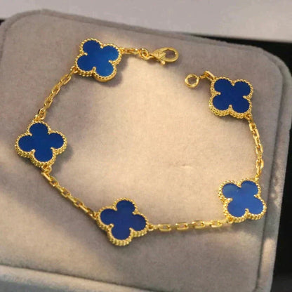 [⭐moonlume] CLOVER 5 MOTIF BLUE AGATE BRACELET COLLECTION