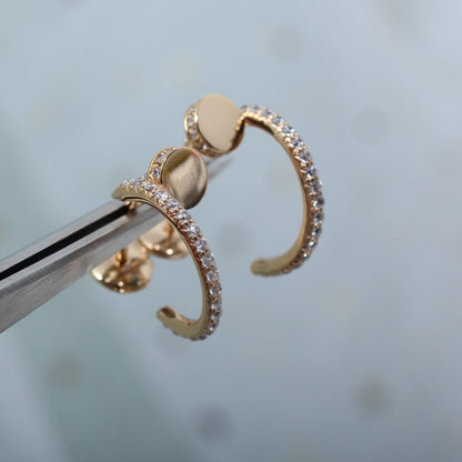 [⭐moonlume]JUSTE EARRINGS 12.75MM PINK GOLD DIAMOND