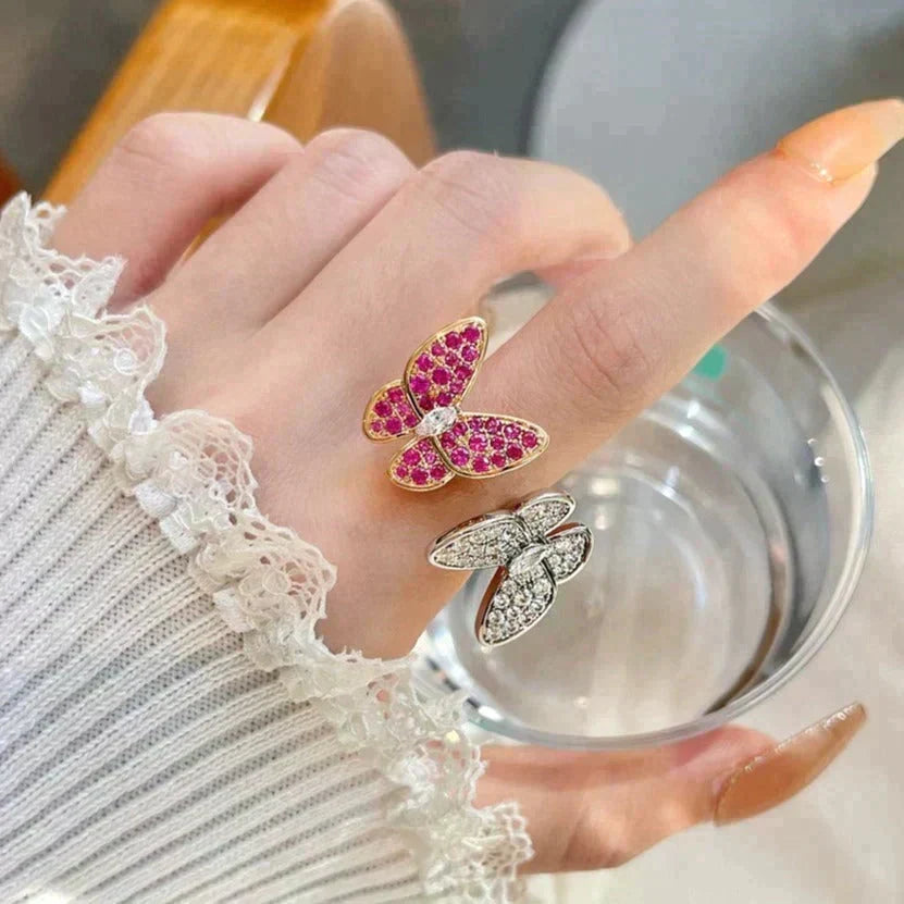 [⭐moonlume]TWIN BUTTERFLY DIAMOND RING