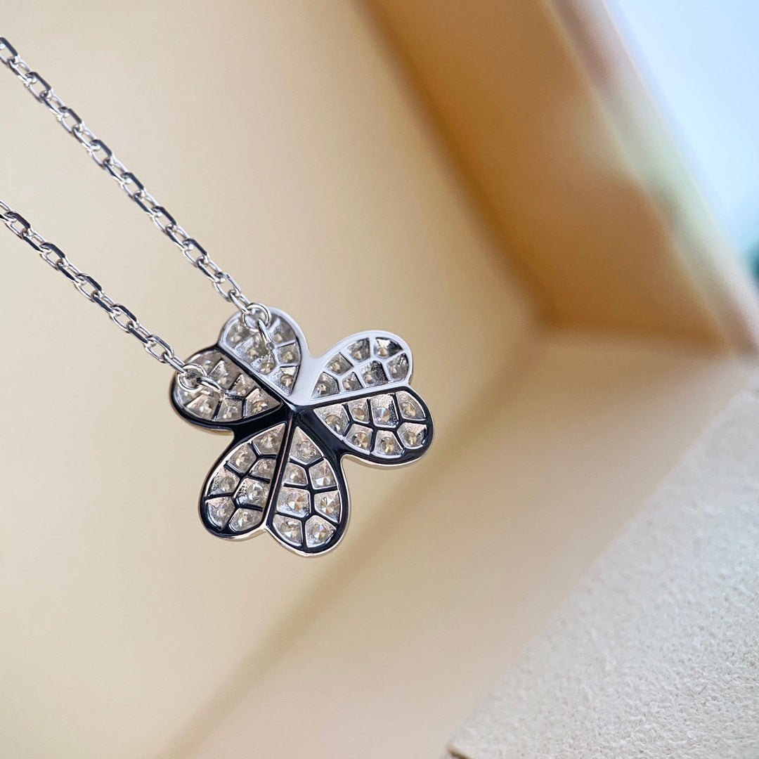 [⭐moonlume]CLOVER DIAMOND NECKLACE SILVER