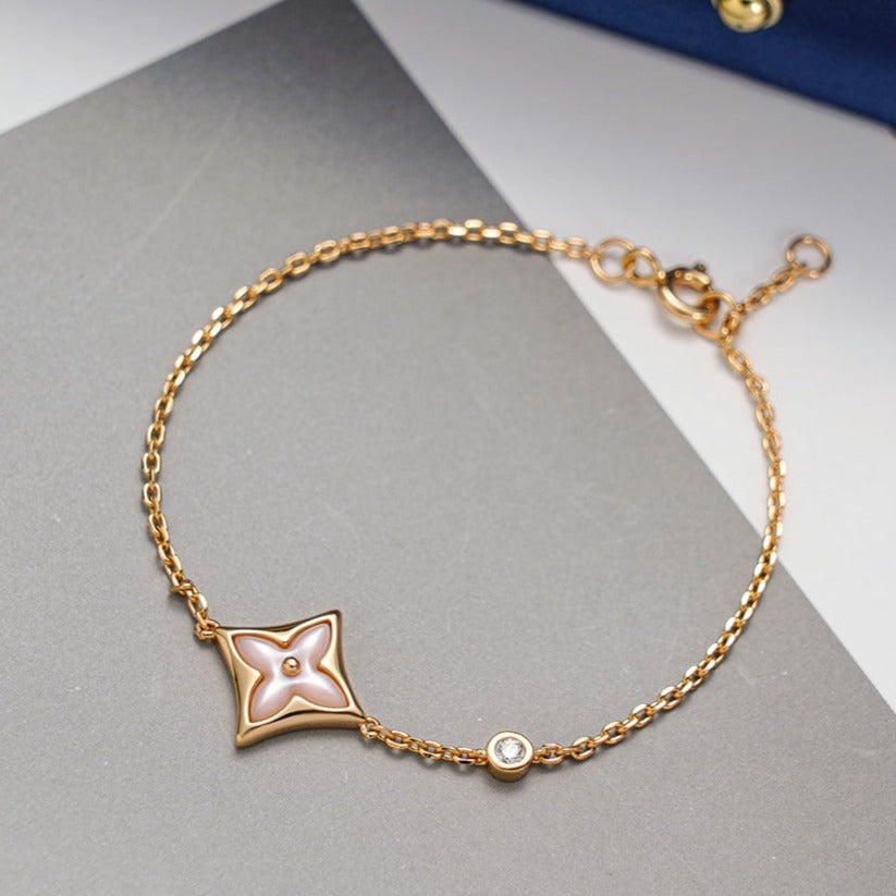 [⭐moonlume]STAR 1 DIAMOND PINK GOLD BRACELET