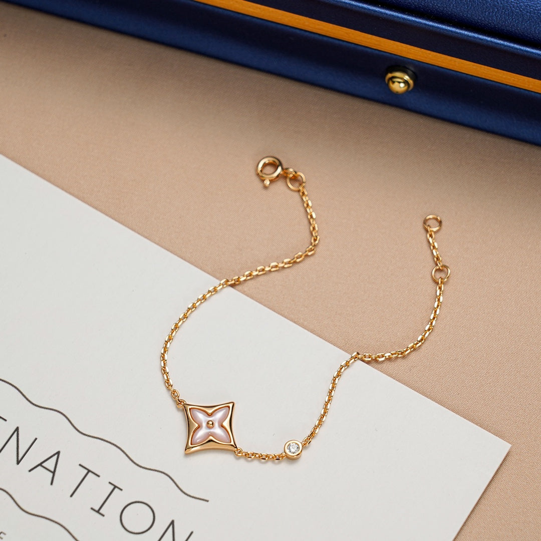 [⭐moonlume]STAR 1 DIAMOND PINK GOLD BRACELET