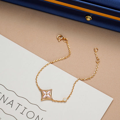 [⭐moonlume]STAR 1 DIAMOND PINK GOLD BRACELET