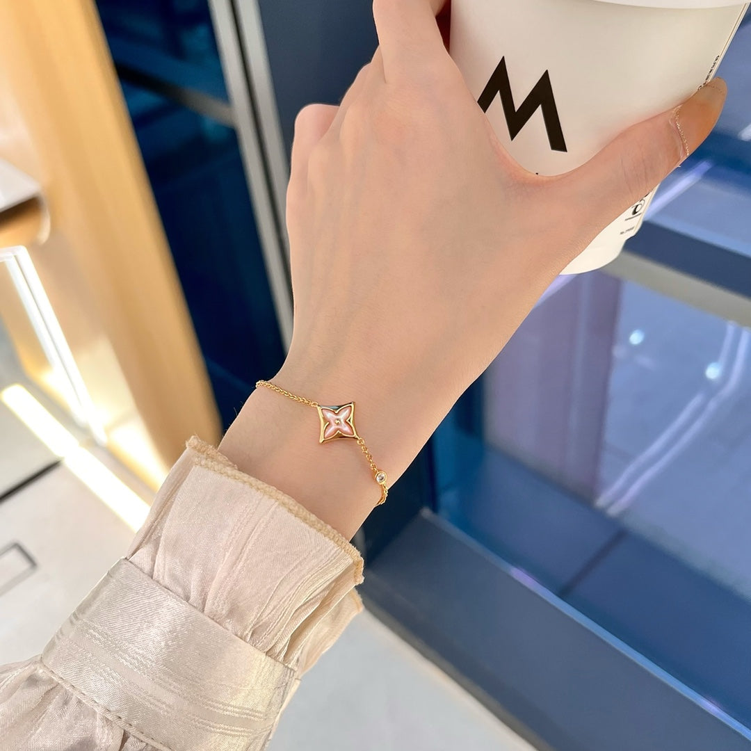 [⭐moonlume]STAR 1 DIAMOND PINK GOLD BRACELET