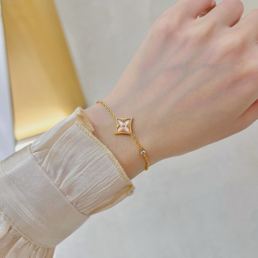 [⭐moonlume]STAR 1 DIAMOND PINK GOLD BRACELET