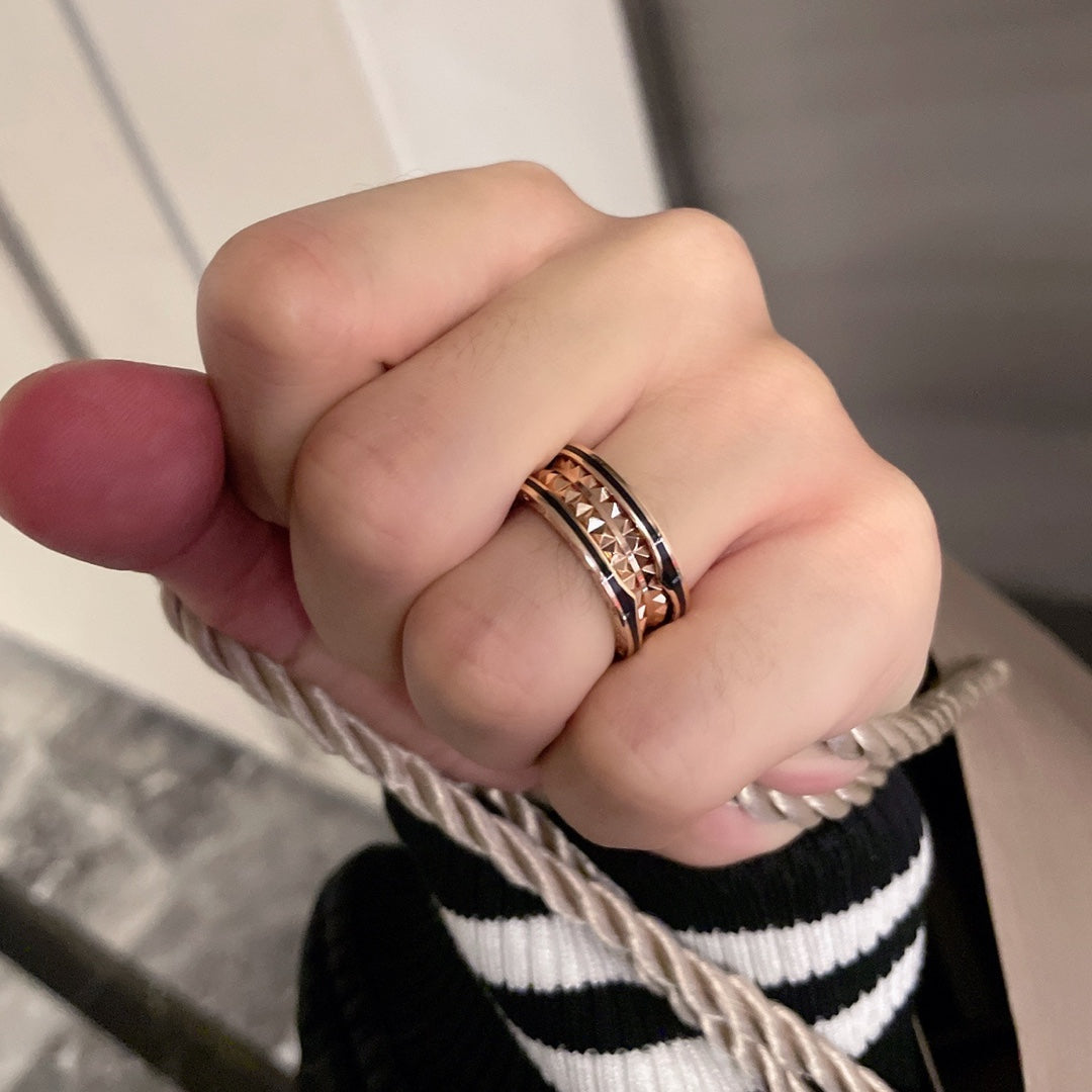 [⭐moonlume]ZERO 1 PINK GOLD BLACK CERAMIC RING