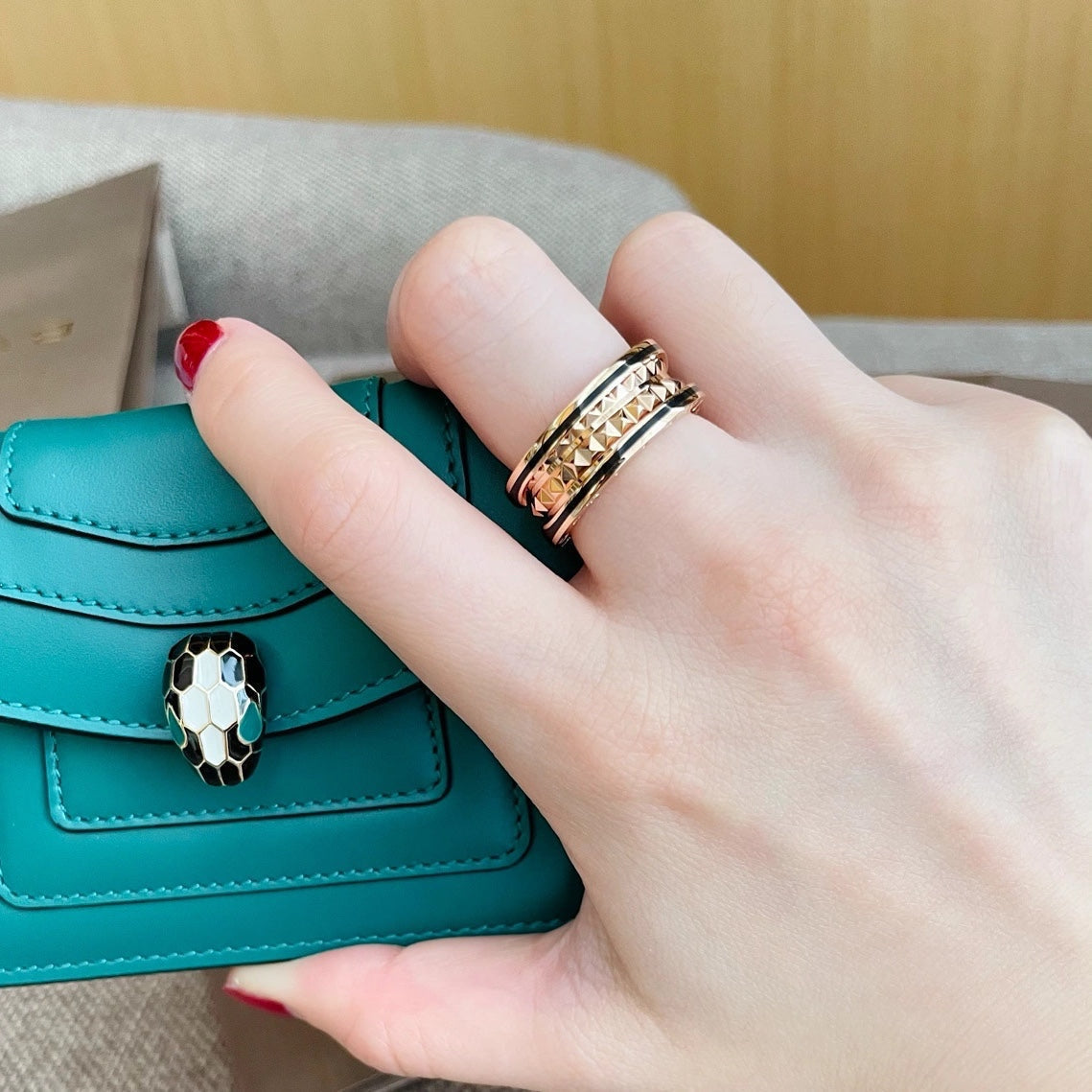 [⭐moonlume]ZERO 1 PINK GOLD BLACK CERAMIC RING