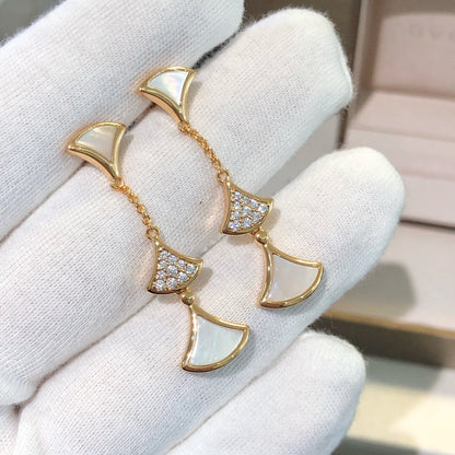 [⭐moonlume]DREAM EARRINGS 3 MOTIFS DIAMOND MOP PINK GOLD