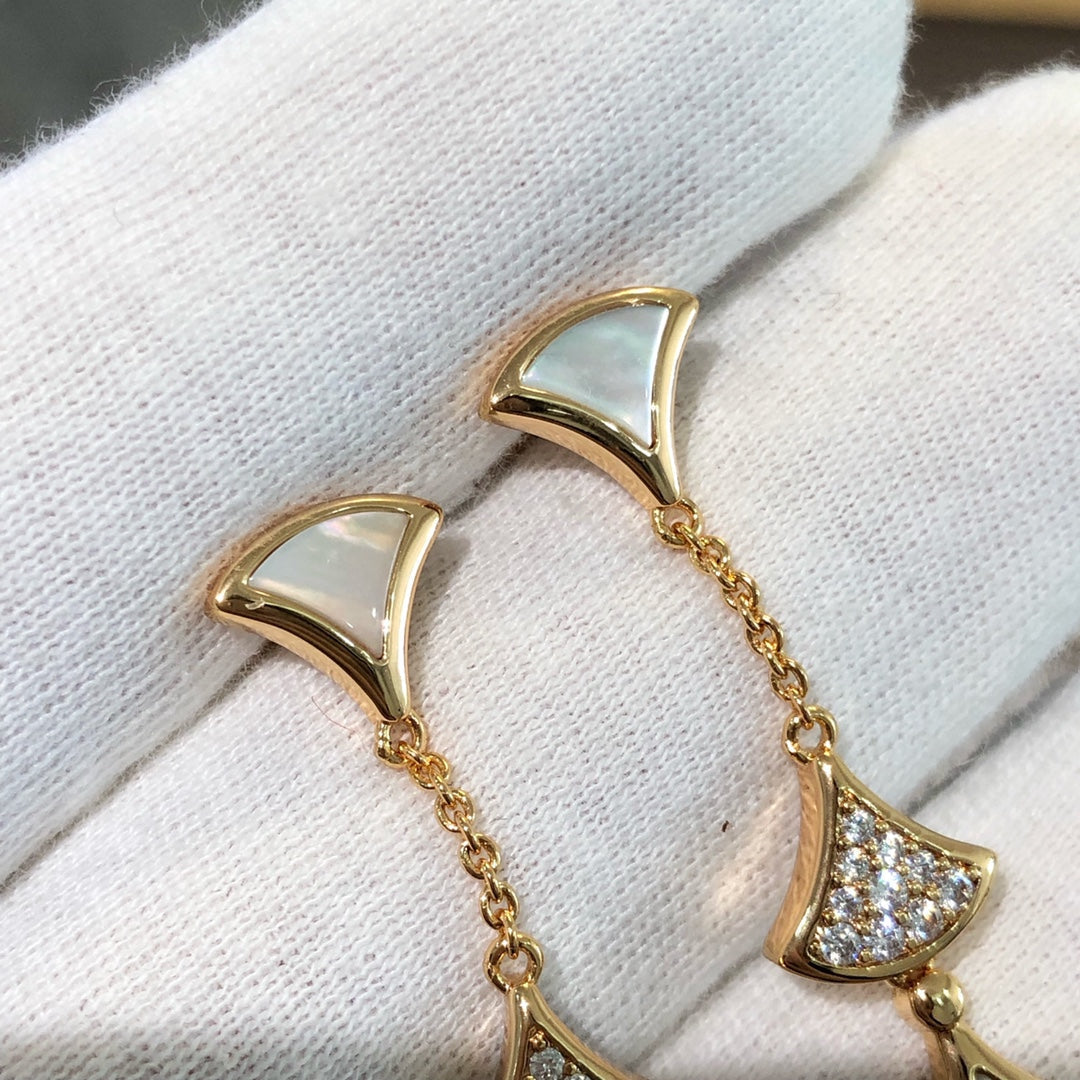 [⭐moonlume]DREAM EARRINGS 3 MOTIFS DIAMOND MOP PINK GOLD