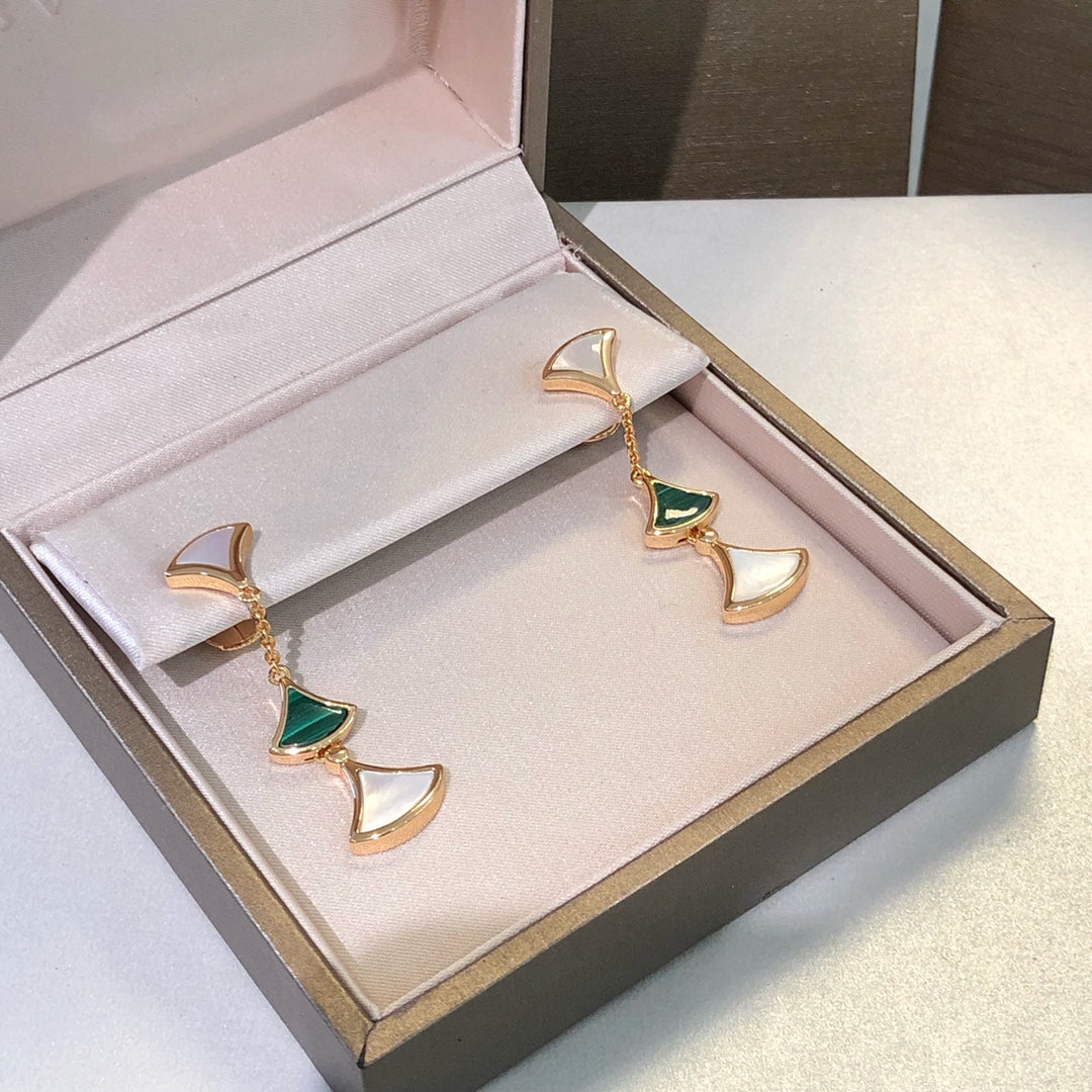 [⭐moonlume]DREAM EARRINGS 3 MOTIFS MALACHITE MOP PINK GOLD