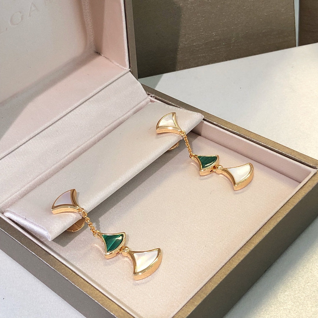 [⭐moonlume]DREAM EARRINGS 3 MOTIFS MALACHITE MOP PINK GOLD