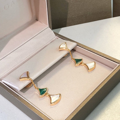 [⭐moonlume]DREAM EARRINGS 3 MOTIFS MALACHITE MOP PINK GOLD