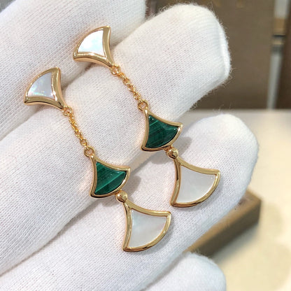 [⭐moonlume]DREAM EARRINGS 3 MOTIFS MALACHITE MOP PINK GOLD