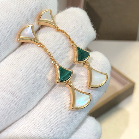 [⭐moonlume]DREAM EARRINGS 3 MOTIFS MALACHITE MOP PINK GOLD
