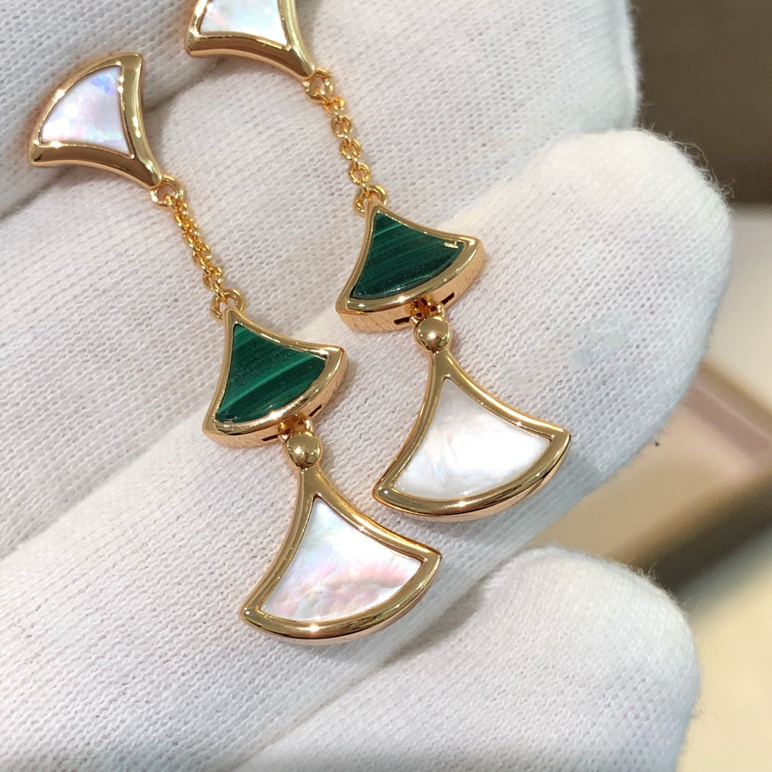 [⭐moonlume]DREAM EARRINGS 3 MOTIFS MALACHITE MOP PINK GOLD
