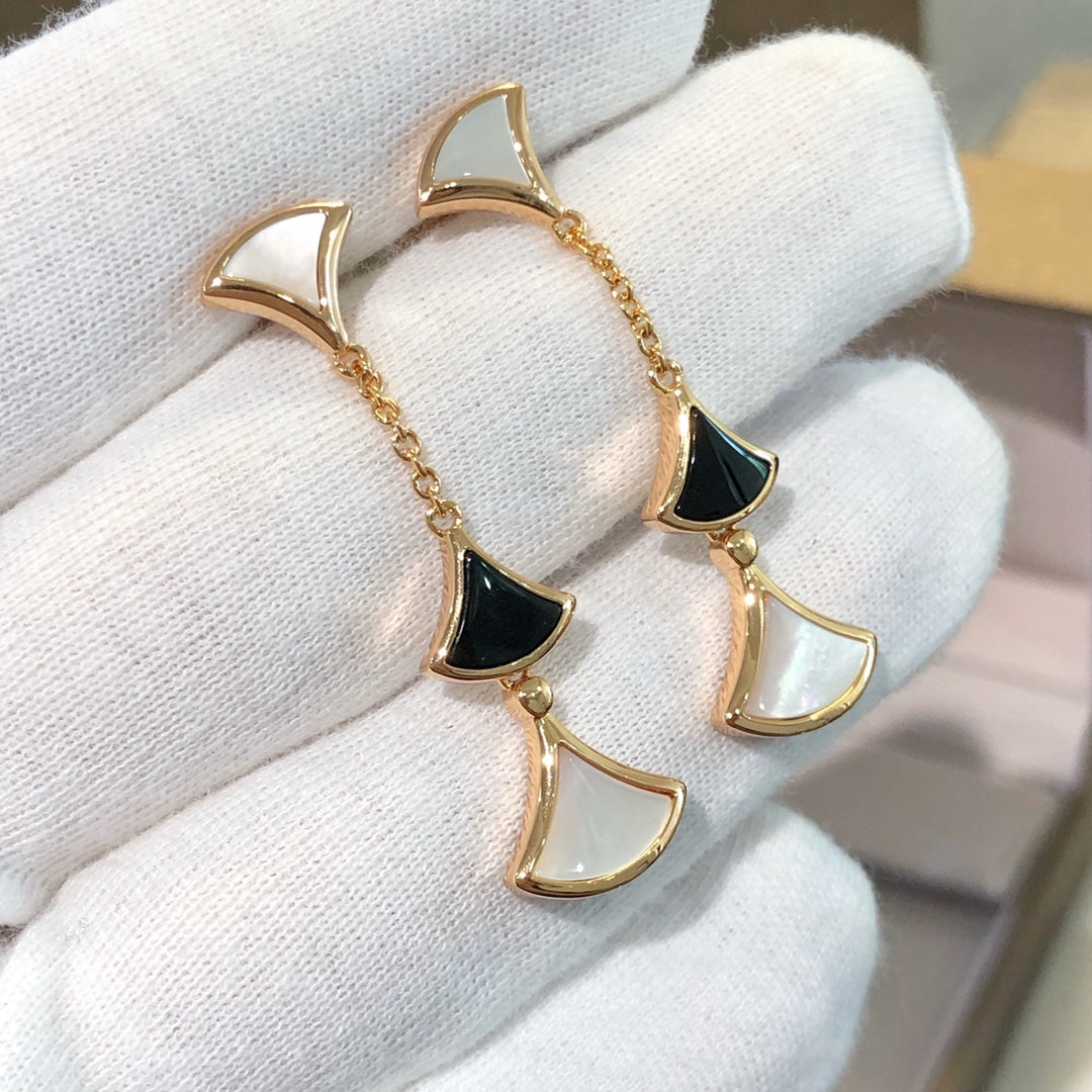 [⭐moonlume]DREAM EARRINGS 3 MOTIFS ONYX MOP PINK GOLD