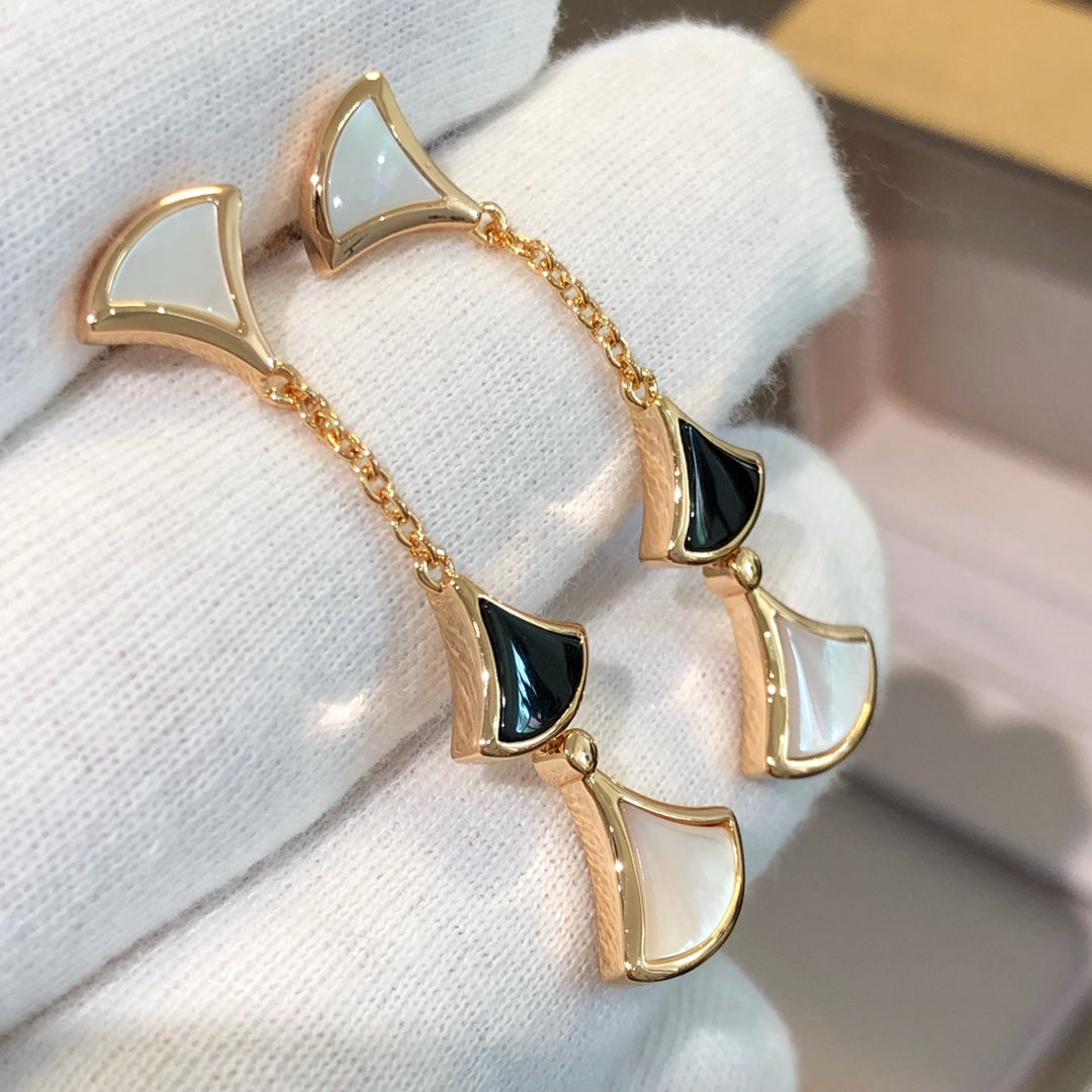 [⭐moonlume]DREAM EARRINGS 3 MOTIFS ONYX MOP PINK GOLD