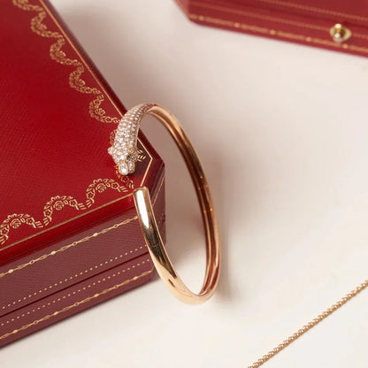 [⭐moonlume]PANTHERE HALF DIAMOND OPEN BRACELET